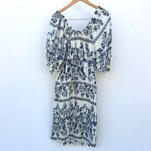 Jen's Pirate Booty Cream and Navy Floral Mini Dress